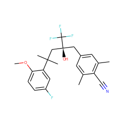 COc1ccc(F)cc1C(C)(C)C[C@@](O)(Cc1cc(C)c(C#N)c(C)c1)C(F)(F)F ZINC000028862555