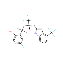 COc1ccc(F)cc1C(C)(C)C[C@@](O)(Cc1cc2c(C(F)(F)F)cccc2[nH]1)C(F)(F)F ZINC000073195905