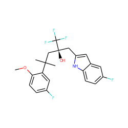 COc1ccc(F)cc1C(C)(C)C[C@@](O)(Cc1cc2cc(F)ccc2[nH]1)C(F)(F)F ZINC000034323841