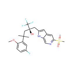 COc1ccc(F)cc1C(C)(C)C[C@@](O)(Cc1cc2cc(S(C)(=O)=O)ncc2[nH]1)C(F)(F)F ZINC000165209829