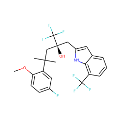COc1ccc(F)cc1C(C)(C)C[C@@](O)(Cc1cc2cccc(C(F)(F)F)c2[nH]1)C(F)(F)F ZINC000034325546