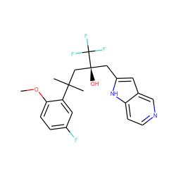 COc1ccc(F)cc1C(C)(C)C[C@@](O)(Cc1cc2cnccc2[nH]1)C(F)(F)F ZINC000064286987