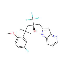 COc1ccc(F)cc1C(C)(C)C[C@@](O)(Cc1cc2ncccc2[nH]1)C(F)(F)F ZINC000064416799