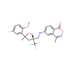 COc1ccc(F)cc1C(C)(C)C[C@](O)(CNc1ccc2c(=O)onc(C)c2c1)C(F)(F)F ZINC000034560885