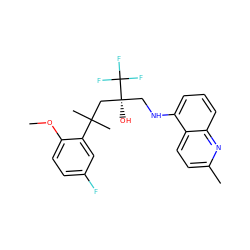 COc1ccc(F)cc1C(C)(C)C[C@](O)(CNc1cccc2nc(C)ccc12)C(F)(F)F ZINC000064548906