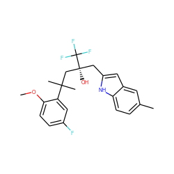 COc1ccc(F)cc1C(C)(C)C[C@](O)(Cc1cc2cc(C)ccc2[nH]1)C(F)(F)F ZINC000034375879