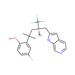 COc1ccc(F)cc1C(C)(C)C[C@](O)(Cc1cc2ccncc2[nH]1)C(F)(F)F ZINC000035983913