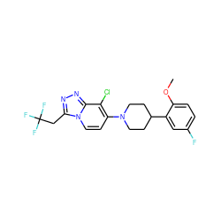 COc1ccc(F)cc1C1CCN(c2ccn3c(CC(F)(F)F)nnc3c2Cl)CC1 ZINC000095560714