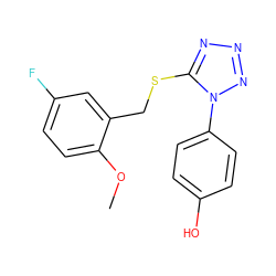 COc1ccc(F)cc1CSc1nnnn1-c1ccc(O)cc1 ZINC000007036049