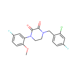 COc1ccc(F)cc1N1CCN(Cc2ccc(F)cc2Cl)C(=O)C1=O ZINC000095565183