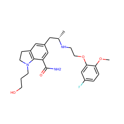 COc1ccc(F)cc1OCCN[C@@H](C)Cc1cc2c(c(C(N)=O)c1)N(CCCO)CC2 ZINC000653835890