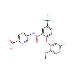 COc1ccc(F)cc1Oc1ccc(C(F)(F)F)cc1C(=O)Nc1ccc(C(=O)O)nc1 ZINC000143164288