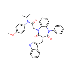 COc1ccc(N(C(=O)CN2C(=O)[C@@H](Cc3c[nH]c4ccccc34)C(=O)N(c3ccccc3)c3ccccc32)C(C)C)cc1 ZINC000026579684