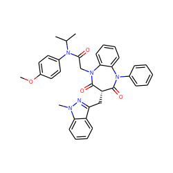 COc1ccc(N(C(=O)CN2C(=O)[C@@H](Cc3nn(C)c4ccccc34)C(=O)N(c3ccccc3)c3ccccc32)C(C)C)cc1 ZINC000026579246