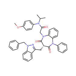 COc1ccc(N(C(=O)CN2C(=O)[C@@H](Cc3nn(Cc4ccccc4)c4ccccc34)C(=O)N(c3ccccc3)c3ccccc32)C(C)C)cc1 ZINC000026579013