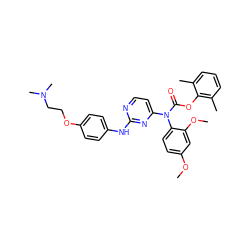 COc1ccc(N(C(=O)Oc2c(C)cccc2C)c2ccnc(Nc3ccc(OCCN(C)C)cc3)n2)c(OC)c1 ZINC000014965450