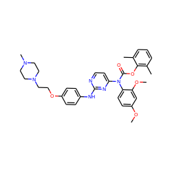 COc1ccc(N(C(=O)Oc2c(C)cccc2C)c2ccnc(Nc3ccc(OCCN4CCN(C)CC4)cc3)n2)c(OC)c1 ZINC000036758573