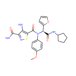 COc1ccc(N(C(=O)c2snc(C(N)=O)c2N)[C@H](C(=O)NC2CCCC2)c2ccco2)cc1 ZINC000006973692