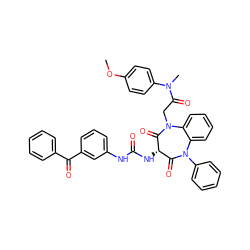 COc1ccc(N(C)C(=O)CN2C(=O)[C@@H](NC(=O)Nc3cccc(C(=O)c4ccccc4)c3)C(=O)N(c3ccccc3)c3ccccc32)cc1 ZINC000150556691