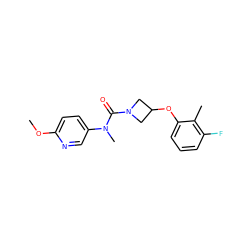 COc1ccc(N(C)C(=O)N2CC(Oc3cccc(F)c3C)C2)cn1 ZINC000049112353