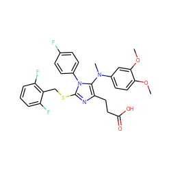 COc1ccc(N(C)c2c(CCC(=O)O)nc(SCc3c(F)cccc3F)n2-c2ccc(F)cc2)cc1OC ZINC001772634633