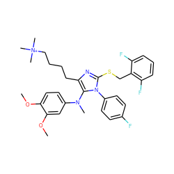 COc1ccc(N(C)c2c(CCCC[N+](C)(C)C)nc(SCc3c(F)cccc3F)n2-c2ccc(F)cc2)cc1OC ZINC001772576752