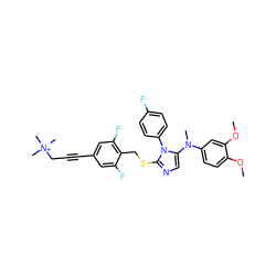 COc1ccc(N(C)c2cnc(SCc3c(F)cc(C#CC[N+](C)(C)C)cc3F)n2-c2ccc(F)cc2)cc1OC ZINC001772614532