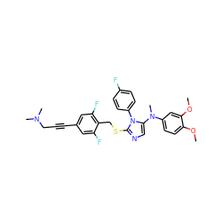 COc1ccc(N(C)c2cnc(SCc3c(F)cc(C#CCN(C)C)cc3F)n2-c2ccc(F)cc2)cc1OC ZINC001772615729