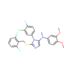 COc1ccc(N(C)c2cnc(SCc3c(F)cccc3F)n2-c2ccc(F)c(Cl)c2)cc1OC ZINC001772582051