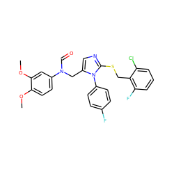 COc1ccc(N(C=O)Cc2cnc(SCc3c(F)cccc3Cl)n2-c2ccc(F)cc2)cc1OC ZINC001772598677