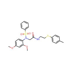 COc1ccc(N(CC(=O)NCCSc2ccc(C)cc2)S(=O)(=O)c2ccccc2)c(OC)c1 ZINC000002059716