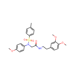 COc1ccc(N(CC(=O)NCCc2ccc(OC)c(OC)c2)S(=O)(=O)c2ccc(C)cc2)cc1 ZINC000003117287