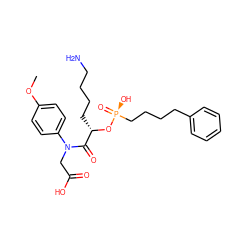 COc1ccc(N(CC(=O)O)C(=O)[C@H](CCCCN)O[P@@](=O)(O)CCCCc2ccccc2)cc1 ZINC000003788770