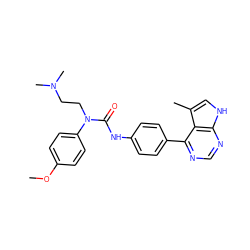 COc1ccc(N(CCN(C)C)C(=O)Nc2ccc(-c3ncnc4[nH]cc(C)c34)cc2)cc1 ZINC000299861439