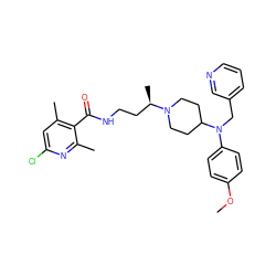 COc1ccc(N(Cc2cccnc2)C2CCN([C@H](C)CCNC(=O)c3c(C)cc(Cl)nc3C)CC2)cc1 ZINC000073198278