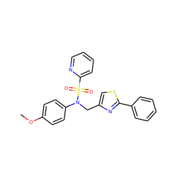 COc1ccc(N(Cc2csc(-c3ccccc3)n2)S(=O)(=O)c2ccccn2)cc1 ZINC000040859899