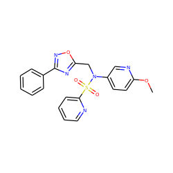 COc1ccc(N(Cc2nc(-c3ccccc3)no2)S(=O)(=O)c2ccccn2)cn1 ZINC000040865875