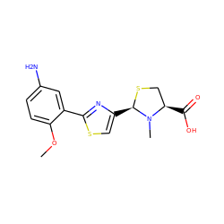 COc1ccc(N)cc1-c1nc([C@H]2SC[C@@H](C(=O)O)N2C)cs1 ZINC000103234756