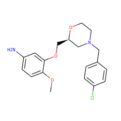 COc1ccc(N)cc1OC[C@@H]1CN(Cc2ccc(Cl)cc2)CCO1 ZINC000013579634