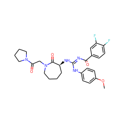 COc1ccc(N/C(=N\C(=O)c2ccc(F)c(F)c2)N[C@H]2CCCCN(CC(=O)N3CCCC3)C2=O)cc1 ZINC000040875213