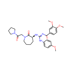 COc1ccc(N/C(=N\C(=O)c2ccc(OC)c(OC)c2)N[C@H]2CCCCN(CC(=O)N3CCCC3)C2=O)cc1 ZINC000042876966