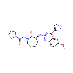 COc1ccc(N/C(=N\C(=O)c2ccno2)N[C@H]2CCCCN(CC(=O)N3CCCC3)C2=O)cc1 ZINC000040394954