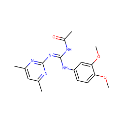 COc1ccc(N/C(=N\c2nc(C)cc(C)n2)NC(C)=O)cc1OC ZINC000002200107