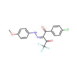 COc1ccc(N/N=C(\C(=O)c2ccc(Cl)cc2)C(=O)C(F)(F)F)cc1 ZINC000100364183