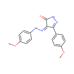 COc1ccc(N/N=C2\C(=O)NN=C2c2ccc(OC)cc2)cc1 ZINC000049109883