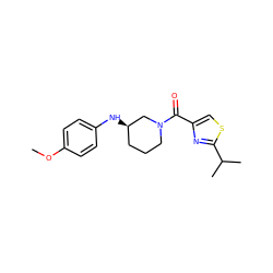 COc1ccc(N[C@@H]2CCCN(C(=O)c3csc(C(C)C)n3)C2)cc1 ZINC000012208711