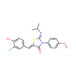 COc1ccc(N2C(=O)/C(=C/c3ccc(O)c(Cl)c3)S/C2=N\C(C)C)cc1 ZINC000049088272