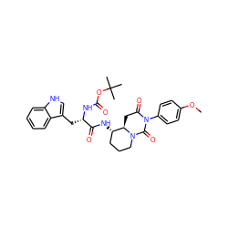 COc1ccc(N2C(=O)C[C@@H]3[C@@H](NC(=O)[C@H](Cc4c[nH]c5ccccc45)NC(=O)OC(C)(C)C)CCCN3C2=O)cc1 ZINC000026287623