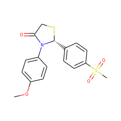COc1ccc(N2C(=O)CS[C@@H]2c2ccc(S(C)(=O)=O)cc2)cc1 ZINC000028955034
