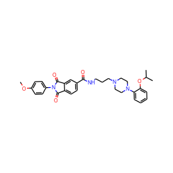 COc1ccc(N2C(=O)c3ccc(C(=O)NCCCN4CCN(c5ccccc5OC(C)C)CC4)cc3C2=O)cc1 ZINC000026278525